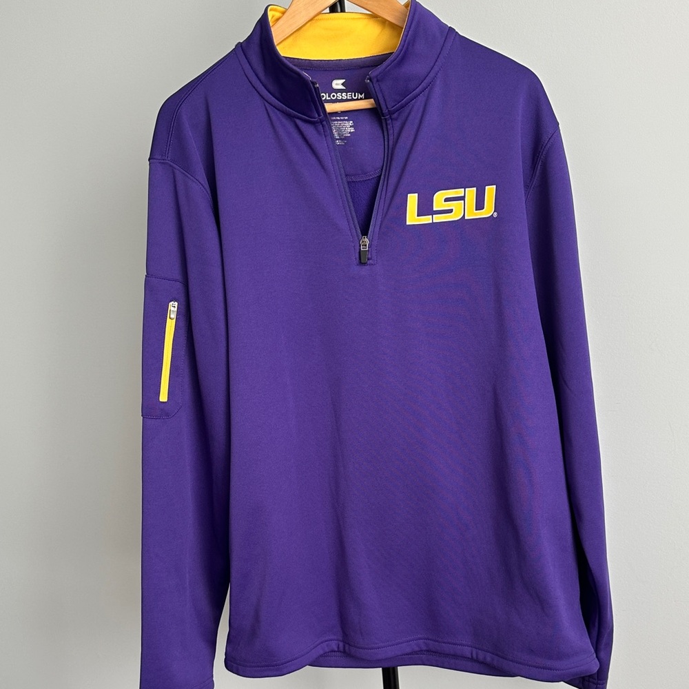 LSU Tigers Colosseum Athletics Purple Sweatshirt Men's 1/4 Zip Pullover Size L